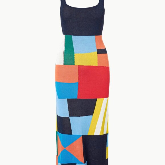 STAUD Colorblock Midi Dress - Multicolor - Picture 3 of 8